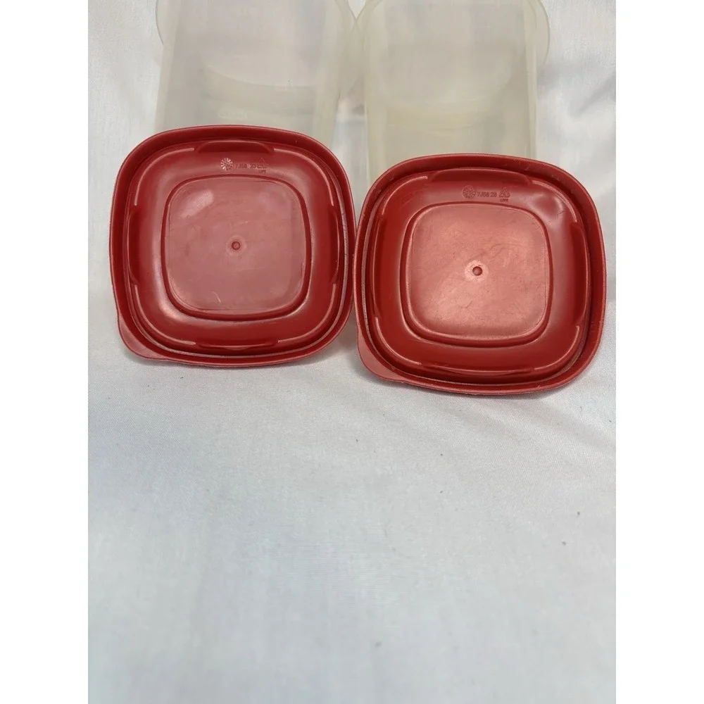 Rubbermaid Storage Container Set 1.2L Rectangular Clear/Red Snap Lid 2pcs‎